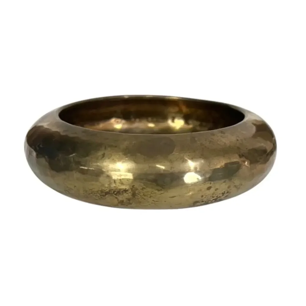 Vintage Solid Brass Hammered Vase Bowl Pot floral Planter VTG Made in India